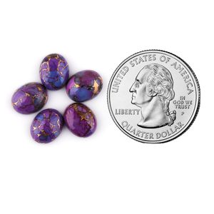 Yashee - Cabochon ovale en turquoise violette, pierre précieuse naturelle pour la fabrication de bijoux, 2 pièces - Product Image 3