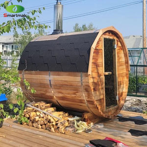 smartmak fass für den außenbereich fabrikdirektverkauf fass sauna <span class=keywords><strong>6</strong></span> personen rotes zederfass fass für den außenbereich sauna mit holzofen - Product Image 1