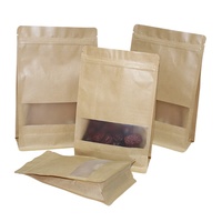 Sac d'emballage biodégradable en papier kraft brun à soufflet latéral, auto-scellant, avec fenêtre, fond carré