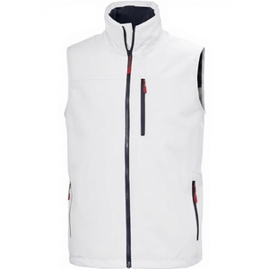 <b>Men's</b> <b>White</b> Stand Collar <b>Vest</b> Zipper Closure Windproof Sporty Outer Wear 100% Polyester Winter Solid Color - Product Image 1