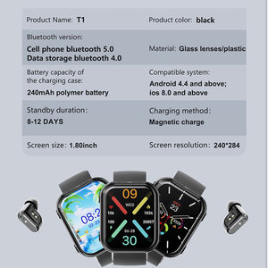 Introducing New T1 Model Two-in-One Wireless Headphones Smart Watch For <strong>Bluetooth</strong> Calls Fitness Functions Silica Gel Band IP67 - Product Image 5