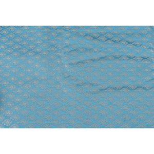 Tissu brocart Triloki Paisley bleu en poly tissé métallisé pour vêtements, saris, couture, artisanat et design de mode, vendu au mètre - Product Image 2