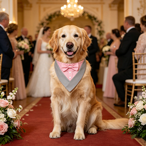 Esmoquin para Perro Tanpopo Gentleman en Gris y Rosa <span class=keywords><strong>con</strong></span> Corbata de Moño, Pañuelo para Perro para Bodas, Cumpleaños, Disfraces, Collar Festivo para Perros - Product Image 6