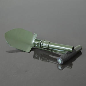 Pelle pliante multifonction verte en métal, outil de camping et de pêche en plein air, design compact et portable - Product Image 1