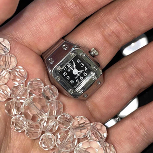 Orologio ad Anello Punk Luoyan, Mini Orologio al Quarzo da Dito, Anelli Regolabili Retrò per Coppie, <span class=keywords><strong>Regalo</strong></span> per Uomini e Donne - Product Image 6