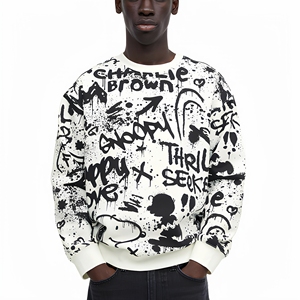 Sweat-shirt streetwear pour homme, logo personnalisé, matière épaisse, sweat-shirts pour homme, sweat-shirt unisexe à capuche, sweat-shirt en coton uni à col rond - Product Image 1