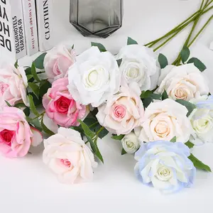 Roses en velours, 37 cm, tige unique, rose artificielle pour la Saint-Valentin, best-seller, 3 têtes - Product Image 2