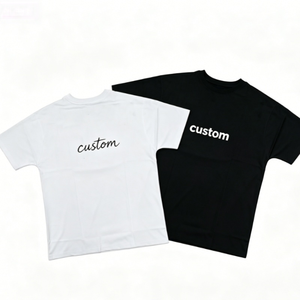 Men's Oversized O-Neck Short Sleeve T-Shirt Solid Color Cotton Casual Jersey Fit Regular Length Black <b>White</b> - Product Image 2