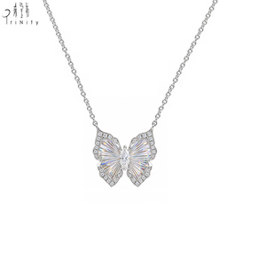 High Quality <b>Fine</b> Jewelry 14K Solid White Gold Butterfly Pendant <b>Necklace</b> Marquise Cut Natural Diamonds <b>Necklace</b> For Women - Product Image 1