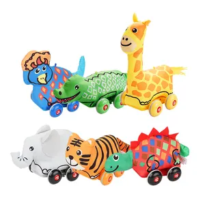 Jollybaby Running Animal Dinosaur Pull Back Toy Cloth Car Children Soft Stuffed Baby Car Toy Other Toy Vehicle Opp Bag Unisex