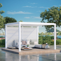Kits de pergola à toit à lamelles motorisées en aluminium bioclimatique, système d'ombrage extérieur imperméable avec écran pour terrasse de jardin moderne