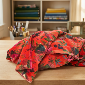 Velvet Bird Print Yards Coral Orange Velvet Fabric Upholstery Bag lampshade Curtain Cushion Cover And Home Decor - Product Image 1