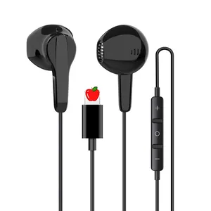Orijinal kablolu yarım kulak bas stereo mikrofonlu kulaklık ve ses kontrolü spor iPhone için kulaklıklar