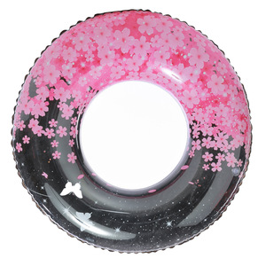 Cherry Blossom <b>Inflatable</b> Swimming Ring Adult Thickened Pool <b>Float</b> With Sequins For Pool Water Park Unisex Environmentally - Product Image 4