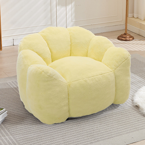 Collapsible Vacuum-Wrapped Petal Curve Single Occupant Flocky Sheepskin Plush Upholstery Comfy Settee Recliner <b>Inflatable</b> Pillow - Product Image 2