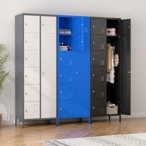 Aobabo H metallo armadietto 7 piccole porte 1 grande gruppo porta necessaria per la scuola di casa ufficio 8 porte nero FCJ ganci per dipendenti - Product Image 5