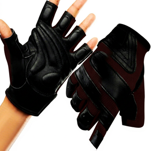 Fingerless Sport, Gym, Cycle Gloves Black Olive Green Leather Unisex Fitness Workout Sports Gloves All Seasons - Product Image 5