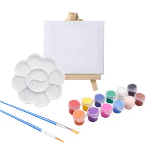 Mini Kit de pintura en lienzo estirado de 10x15cm con pinturas acrílicas y pinceles para niños, pintura impresa en lienzo preimpresa