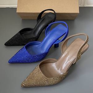 Sandalias de Tacón para Mujer, Elegantes y Cómodas, con Punta en Pico, Mules Clásicos de Lujo para Dama, Zapatos Casuales de Verano - Product Image 1