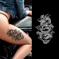 Dragon benutzer definierte temporäre Henna Tattoo Aufkleber Schablone Hand Tattoo mit Blume schwarz wasserdicht Tato Vinyl PVC Körper Tattoo Aufkleber