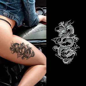 Adesivo de tatuagem de henna personalizado, estêncil temporário tattoo com flor preto à prova d'água, vinil pvc adesivo de tatuagem corporal