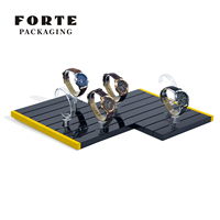 FORTE PACKAGING Support de montre de luxe personnalisé en bois noir, protection robuste, support transparent pour la présentation en bijouterie