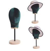 Base en bois de comptoir avec tête de dôme en toile perruque présentoir tête de mannequin en tissu