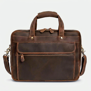 Maletín de Cuero Genuino para Portátil, Bolsa de Mensajero Elegante para Oficina, Viajes, para Hombres y Mujeres - Product Image 1