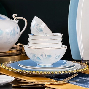 Service de table et vaisselle en porcelaine de style européen minimaliste, 60 pièces, motif fleur de glace, en porcelaine fine, vente chaude - Product Image 4