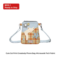 Sac bandoulière mini en microfibre à imprimé chaton mignon, petit portefeuille pour téléphone portable pour filles, idéal pour ranger rouge à lèvres, pièces de monnaie et usage quotidien