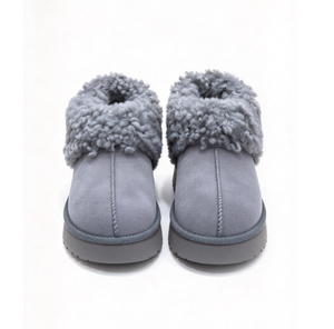 Bottes d'hiver pour femmes en faux daim beige à plateforme, doublées de fourrure pelucheuse, à enfiler, à bout fermé, bottines de neige, bottes d'hiver pour femmes pas chères, bottines à la cheville - Product Image 2