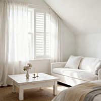 Stores en faux bois faciles à nettoyer pour les fenêtres de la chambre Montage sur panneau fixe et fonction de contrôle de la confidentialité pour les projets