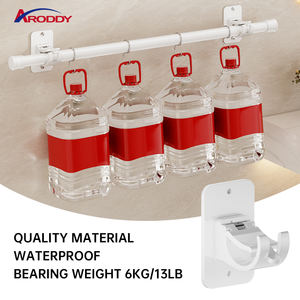 ARODDY Barre de tension murale autoportante moderne <span class=keywords><strong>sans</strong></span> <span class=keywords><strong>vis</strong></span> réglable de 0,5 à 1,6 m, porte-serviettes noir avec fonction de nettoyage facile - Product Image 3