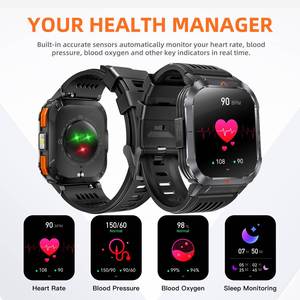 นาฬิกาอัจฉริยะ S50 พร้อมไฟฉาย หน้าจอ 2.02 นิ้ว กันน้ำ 3ATM วัดอัตราการเต้นของหัวใจ เครื่องติดตามการออกกำลังกายสำหรับกีฬากลางแจ้ง FitCloudPro ตัวเรือนโลหะผสม - Product Image 5