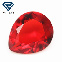 Verre de cristal rouge coupé à facettes, pierres précieuses en vrac en forme de poire verre synthétique rouge rubis K9 pierres précieuses en verre cristal