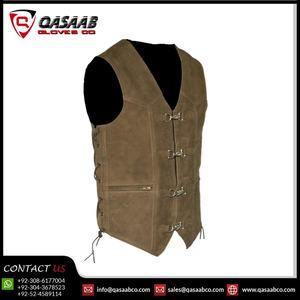 Gilet de moto en cuir de vache véritable, sans manches, fait main, épais, respirant, pour motocross, course, mode - Product Image 2