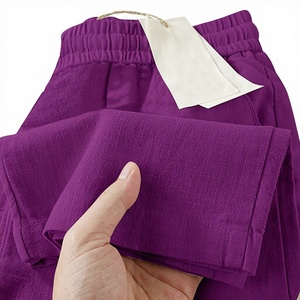 Pantaloni Estivi da <span class=keywords><strong>Donna</strong></span> in <span class=keywords><strong>Lino</strong></span> a Gamba Larga, Casual, Larghi, Dritti, Lunghi, Sottili in Cotone e <span class=keywords><strong>Lino</strong></span> - Vendita all'Ingrosso - Product Image 2
