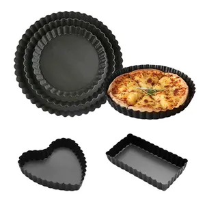 4-12.5 Inch Removable Bottom Tart Bread Pizza Plate Bakeware Baking Tools Tray Molds Carbon Steel Cake Pan