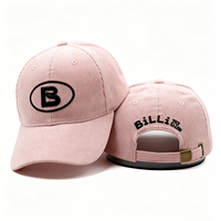 Gorra Deportiva de 6 Paneles de Pana Rosa de Color Sólido con Logotipo Personalizado Bordado, Gorra de Béisbol Unisex para Exteriores