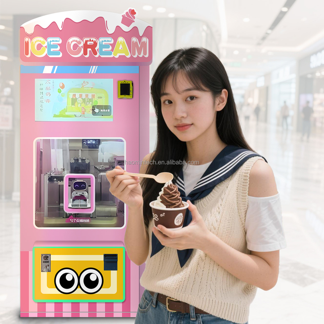 Fully Automatic Stainless Steel Soft Serve Vending Machine with >10L Capacity and Touchscreen Display