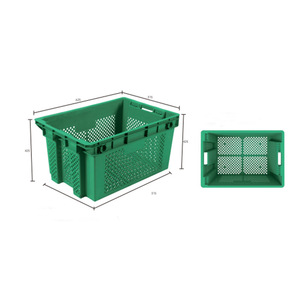 Youwei Plastic Turnover <b>Crate</b> 625x425x315mm Green Ventilated Vegetable Fruit Storage <b>Box</b> Nesting Stackable <b>Crates</b> - Product Image 1
