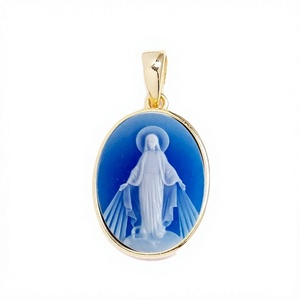 Bijou personnalisé plaqué or, amulette catholique Vierge Marie, médaillon <span class=keywords><strong>agate</strong></span> de Guadalupe, argent sterling 925, pour enfants - Product Image 4