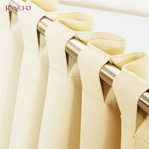 Cortinas opacas con bucle superior, color sólido, opacas, para sala de estar - Product Image 1
