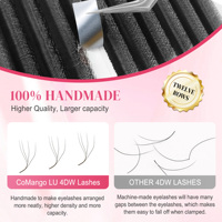 Extensions de cils en forme de W, effet tissé 3D 4D 5D, volume intense, faux cils noir mat, cils trèfle