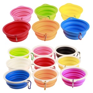 Venda quente Folding Silicone Dobrável Dog Cat Viagem Ao Ar Livre Portátil Dobrável Água Potável Alimentação Food Bowl para Pet Dogs - Product Image 1