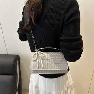 Sac à main femme vintage en PU tissé et gaufré, style européen et américain, avec nœud, bandoulière/porte-épaule, <span class=keywords><strong>pas</strong></span> <span class=keywords><strong>cher</strong></span>, nouveauté 2025 - Product Image 5