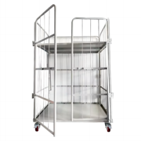 Cage de stockage industrielle, cage à roulettes, conteneur en treillis métallique robuste pliable à 4 roues, OEM 400 kg