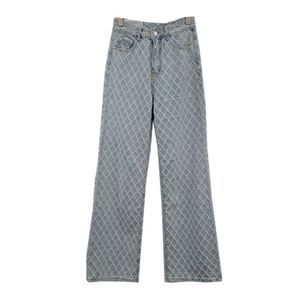 Nouveauté en <span class=keywords><strong>vêtements</strong></span> pour femmes, jeans droits à carreaux diamants, mode printemps 2025, taille haute, poches, pantalon en denim pour <span class=keywords><strong>femme</strong></span> - Product Image 4