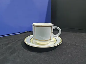 Pastel Porcelain Dinner Plate Set Gold Rimmed Serving Dishes and <b>Cups</b> Tea <b>Saucers</b> Tableware for Home Hotel - Product Image 3