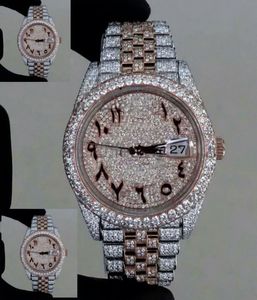 Reloj Cronógrafo Redondo con Cristal de Moissanita VVS, Caja de Acero Inoxidable, Resistente al Agua 10 Bar, Cierre de Pulsera - Product Image 1